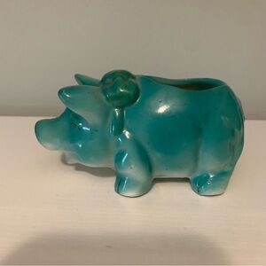 Small Vintage Green Pig Succulent Planter Pot